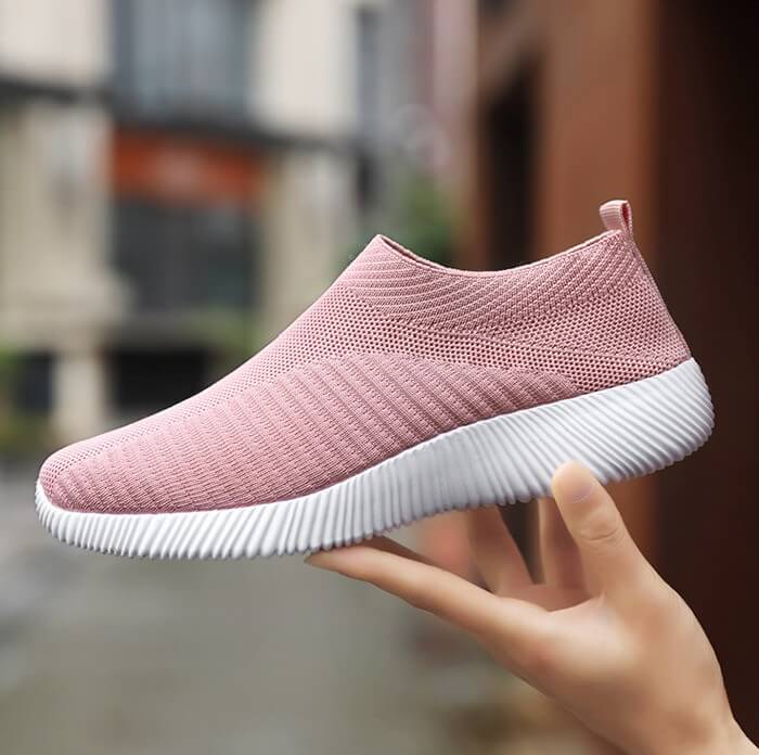 Women Elastic Socks Shoes Sports Casual Lightweight Flat Flying Woven Slip-on