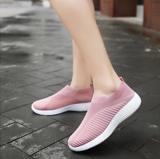 Women Elastic Socks Shoes Sports Casual Lightweight Flat Flying Woven Slip-on