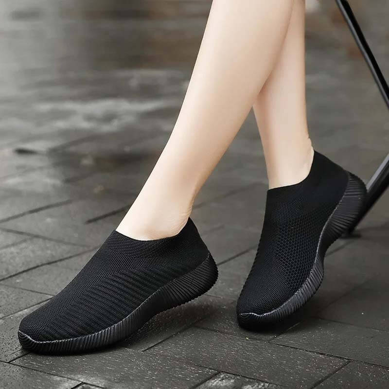 Women Elastic Socks Shoes Sports Casual Lightweight Flat Flying Woven Slip-on