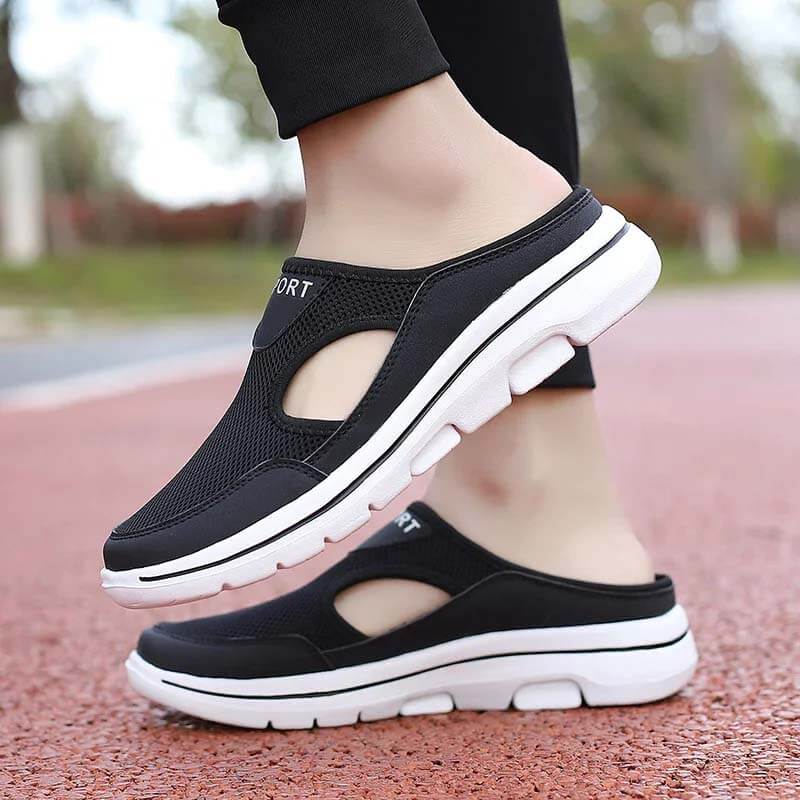 Casual Womens Mens Thick-Soled Slip-on Sandals Mesh Half-Slippers Shoes (Unisex)