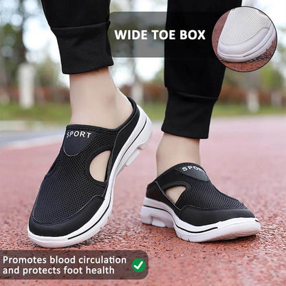 Casual Womens Mens Thick-Soled Slip-on Sandals Mesh Half-Slippers Shoes (Unisex)