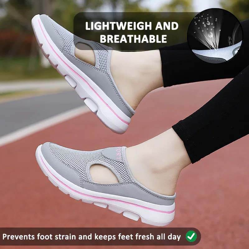 Casual Womens Mens Thick-Soled Slip-on Sandals Mesh Half-Slippers Shoes (Unisex)