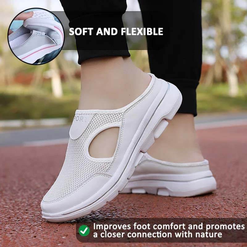 Casual Womens Mens Thick-Soled Slip-on Sandals Mesh Half-Slippers Shoes (Unisex)