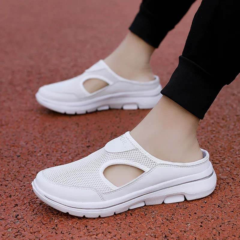 Casual Womens Mens Thick-Soled Slip-on Sandals Mesh Half-Slippers Shoes (Unisex)