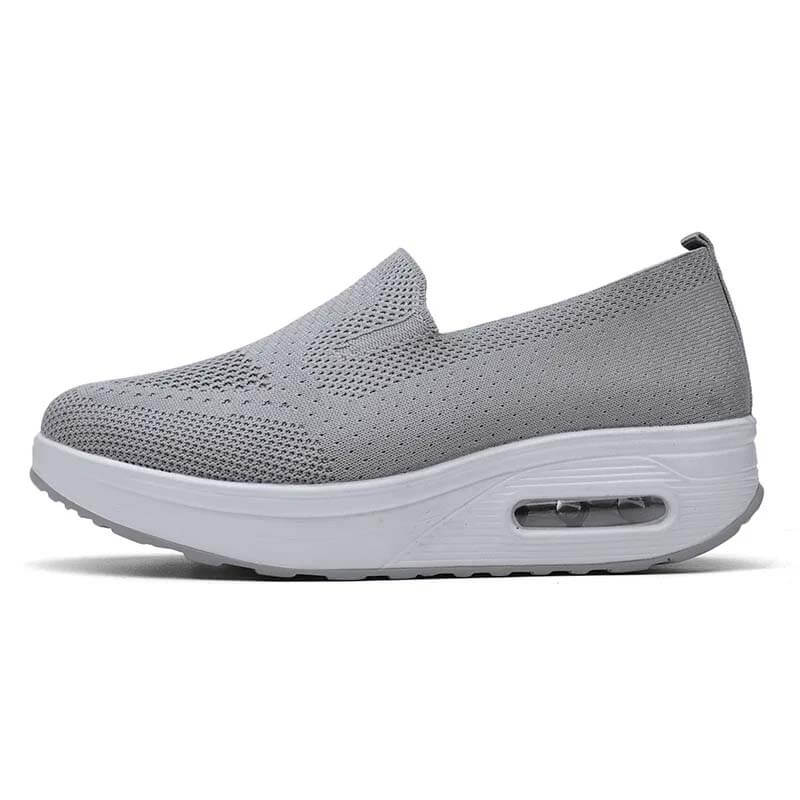 Women Slip-on Thick-soled Height-enhancing Air Cushion Sports Shoes Flying Knit Breathable Casual Shoes