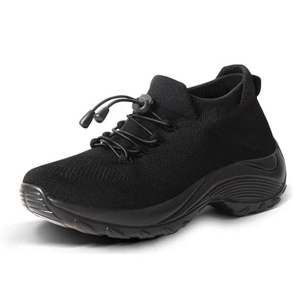 Women Socks Shoes Casual Flying Woven Lace-up Thick-soled Sports Outdoor Shoes