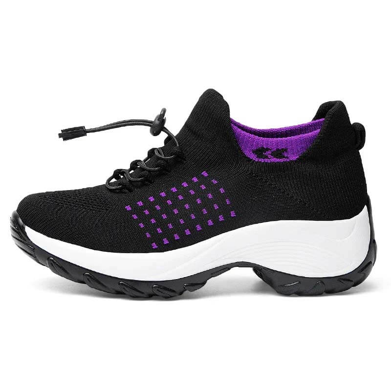 Women Socks Shoes Casual Flying Woven Lace-up Thick-soled Sports Outdoor Shoes