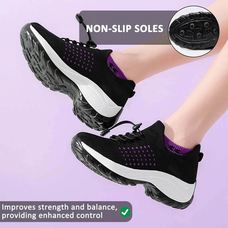 Women Socks Shoes Casual Flying Woven Lace-up Thick-soled Sports Outdoor Shoes