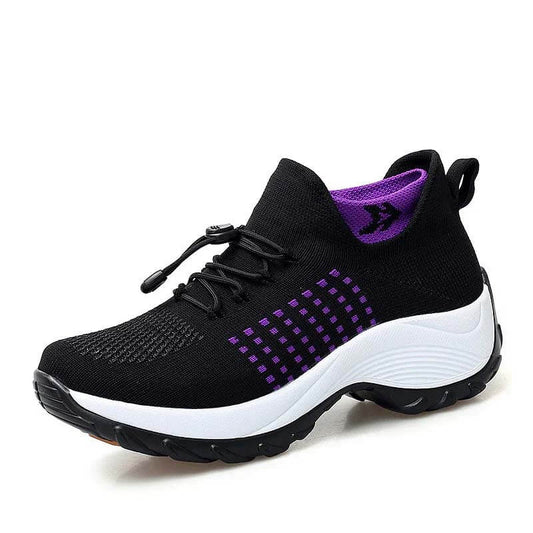Women Socks Shoes Casual Flying Woven Lace-up Thick-soled Sports Outdoor Shoes