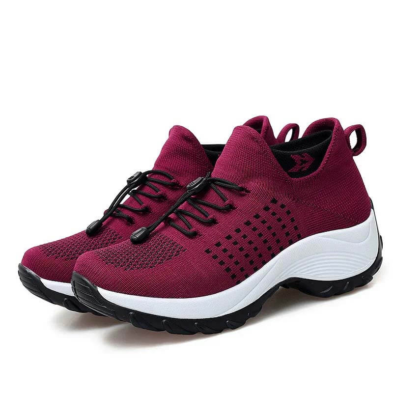 Women Socks Shoes Casual Flying Woven Lace-up Thick-soled Sports Outdoor Shoes