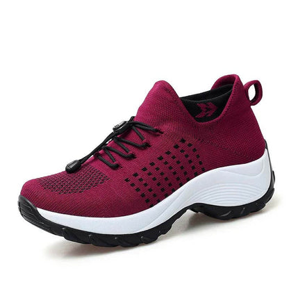 Women Socks Shoes Casual Flying Woven Lace-up Thick-soled Sports Outdoor Shoes