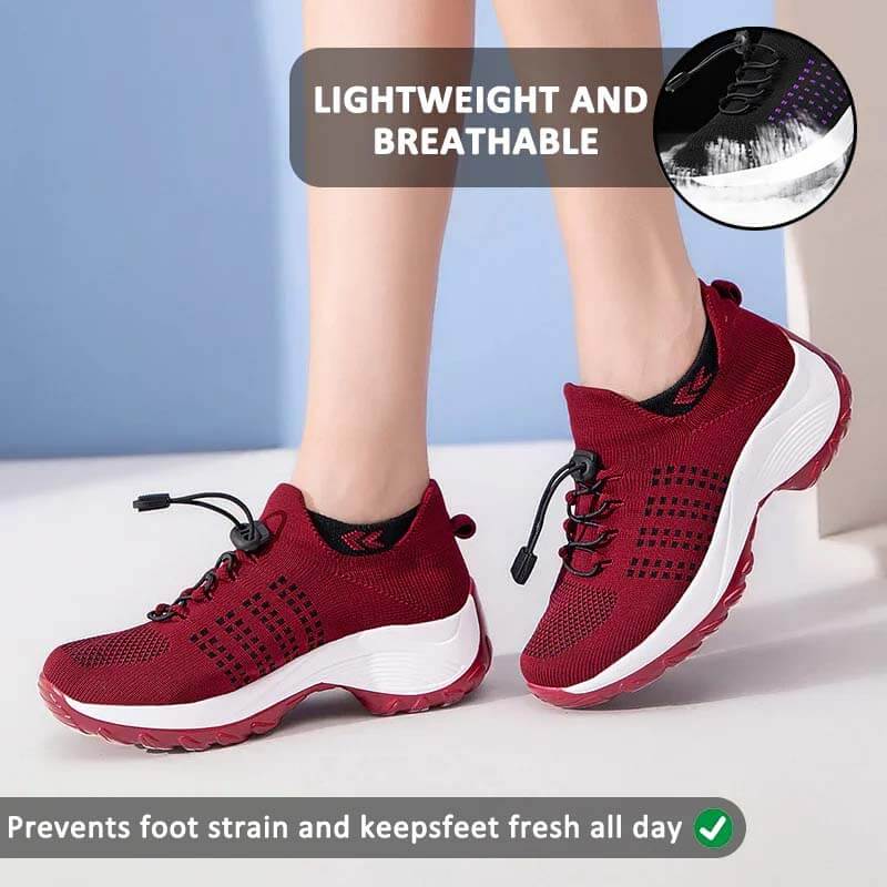 Women Socks Shoes Casual Flying Woven Lace-up Thick-soled Sports Outdoor Shoes