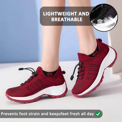 Women Socks Shoes Casual Flying Woven Lace-up Thick-soled Sports Outdoor Shoes