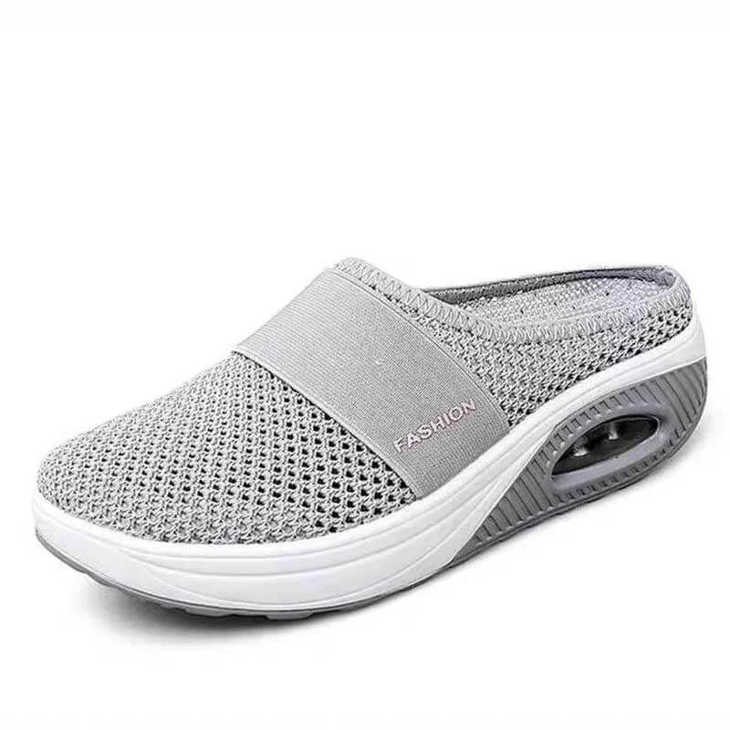 Women Mesh Thick Bottom Flying Knit Slippers