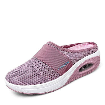 Women Mesh Thick Bottom Flying Knit Slippers