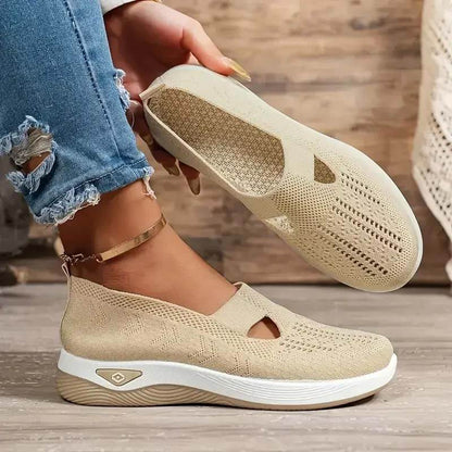 Women Summer Breathable Soft Sole Slip-on Flying Knit Shoes