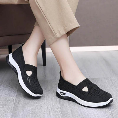 Women Summer Breathable Soft Sole Slip-on Flying Knit Shoes