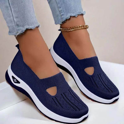 Women Summer Breathable Soft Sole Slip-on Flying Knit Shoes