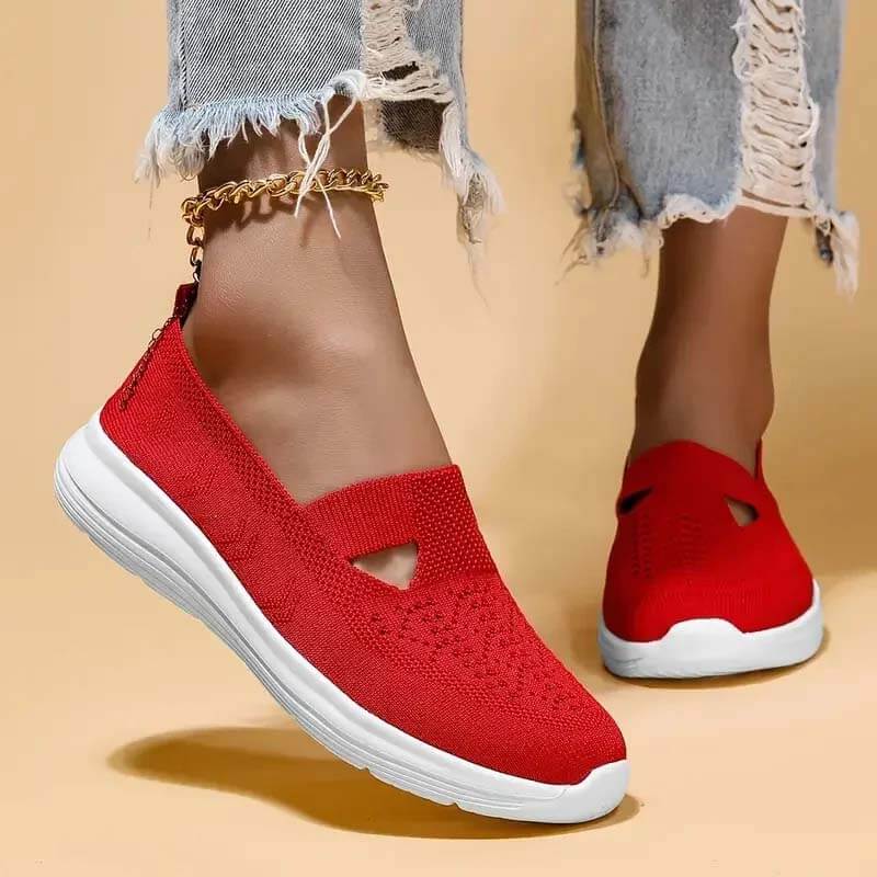 Women Summer Breathable Soft Sole Slip-on Flying Knit Shoes