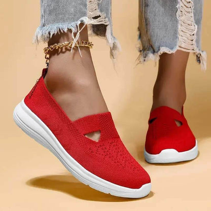 Women Summer Breathable Soft Sole Slip-on Flying Knit Shoes