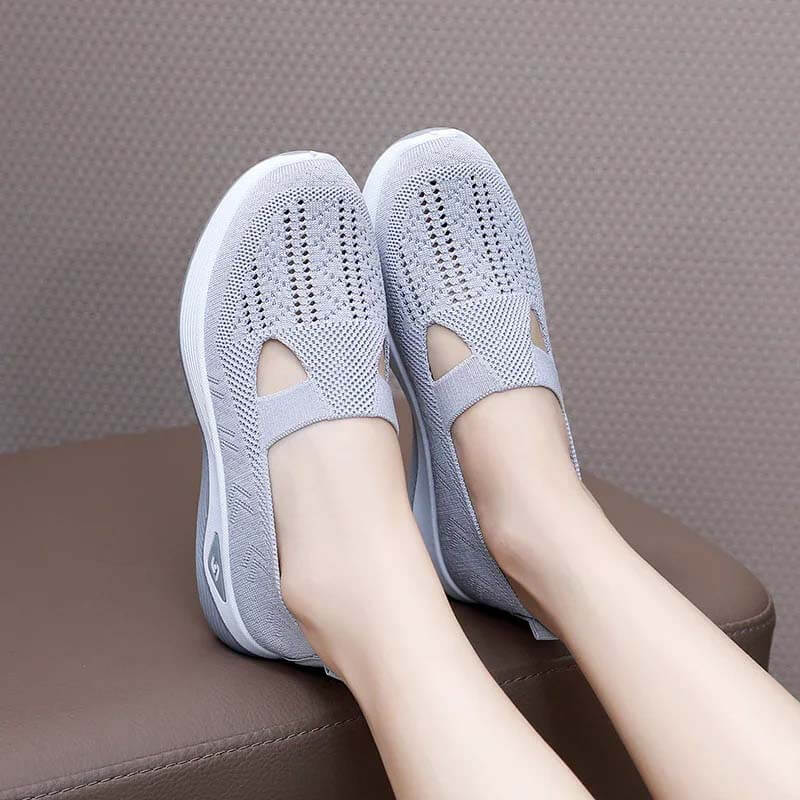 Women Summer Breathable Soft Sole Slip-on Flying Knit Shoes