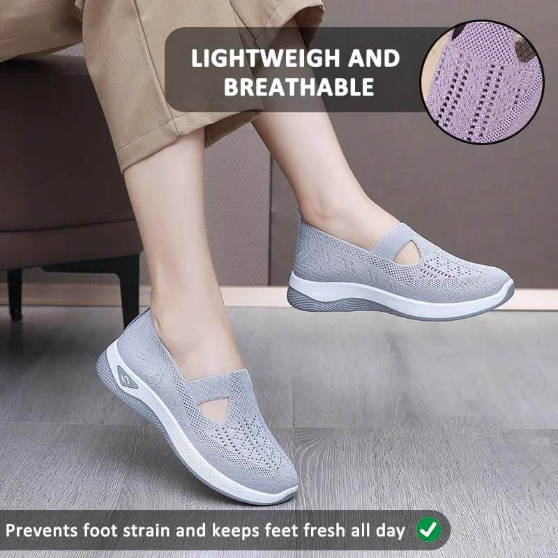 Women Summer Breathable Soft Sole Slip-on Flying Knit Shoes