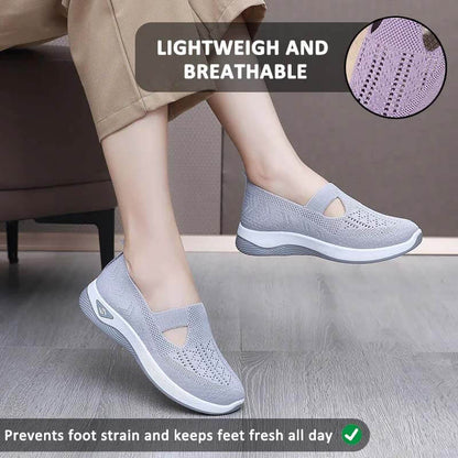 Women Summer Breathable Soft Sole Slip-on Flying Knit Shoes