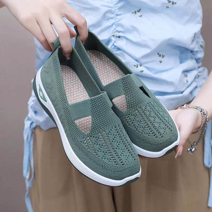 Women Summer Breathable Soft Sole Slip-on Flying Knit Shoes