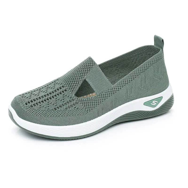 Women Summer Breathable Soft Sole Slip-on Flying Knit Shoes