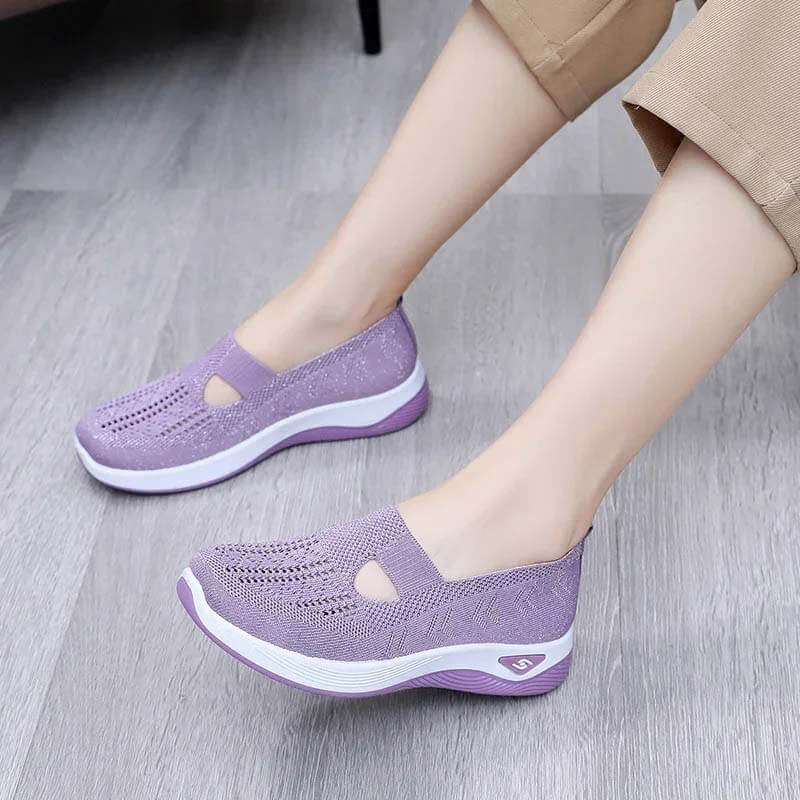 Women Summer Breathable Soft Sole Slip-on Flying Knit Shoes
