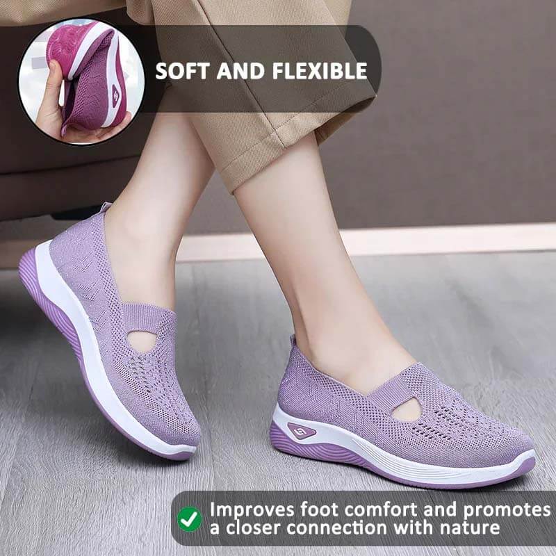 Women Summer Breathable Soft Sole Slip-on Flying Knit Shoes