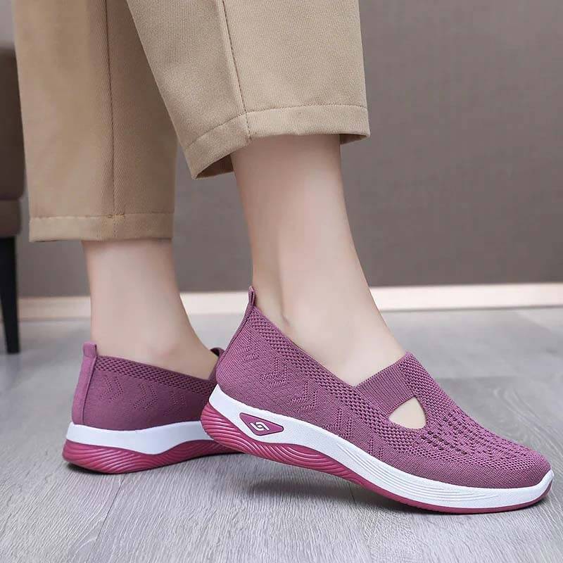 Women Summer Breathable Soft Sole Slip-on Flying Knit Shoes