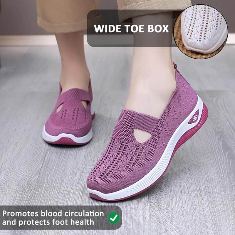 Women Summer Breathable Soft Sole Slip-on Flying Knit Shoes