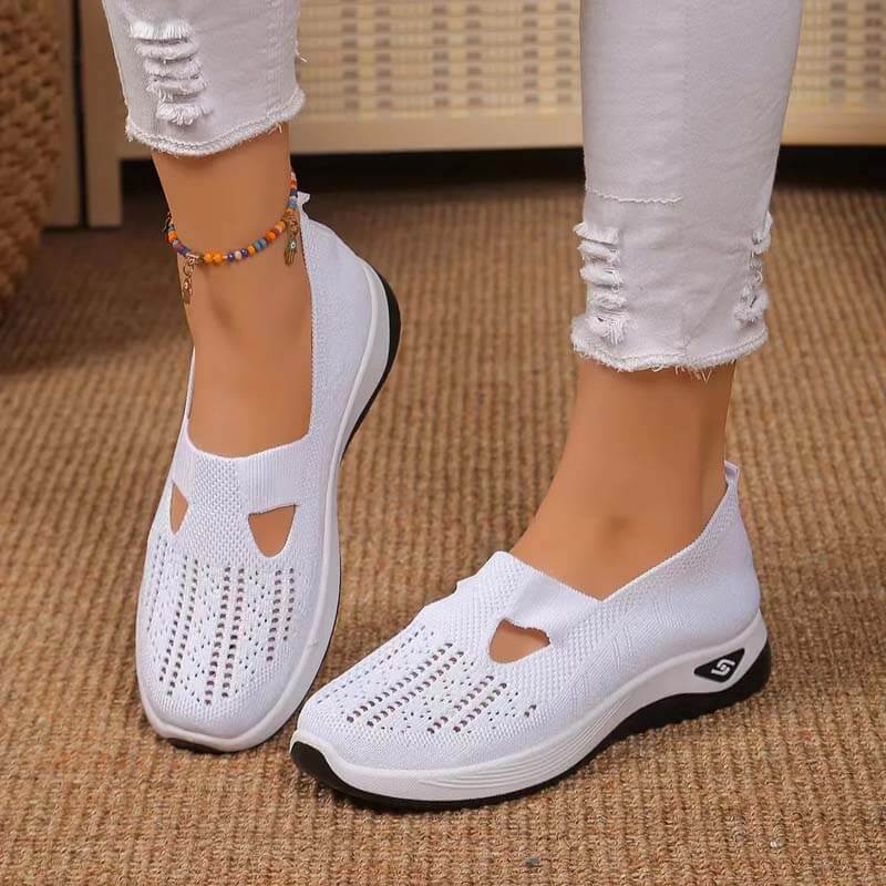 Women Summer Breathable Soft Sole Slip-on Flying Knit Shoes