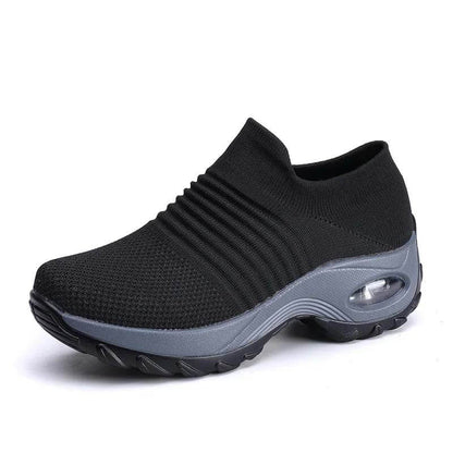 Women Flying Woven Knit Sports Slip-on Casual Shoes