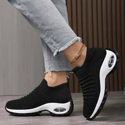Women Flying Woven Knit Sports Slip-on Casual Shoes