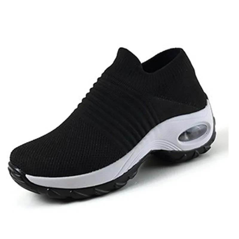 Women Flying Woven Knit Sports Slip-on Casual Shoes