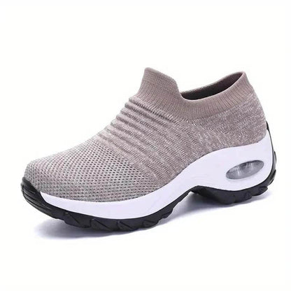 Women Flying Woven Knit Sports Slip-on Casual Shoes