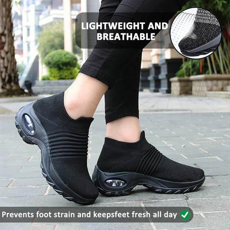 Women Flying Woven Knit Sports Slip-on Casual Shoes