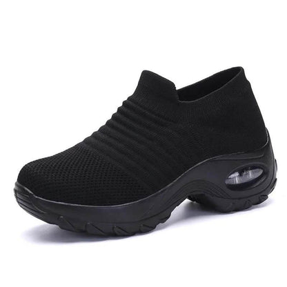 Women Flying Woven Knit Sports Slip-on Casual Shoes