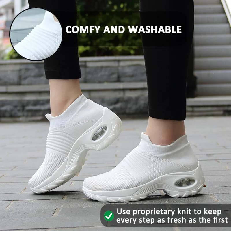 Women Flying Woven Knit Sports Slip-on Casual Shoes