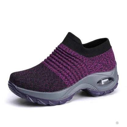 Women Flying Woven Knit Sports Slip-on Casual Shoes