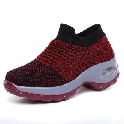 Women Flying Woven Knit Sports Slip-on Casual Shoes