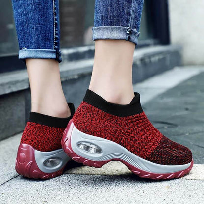 Women Flying Woven Knit Sports Slip-on Casual Shoes