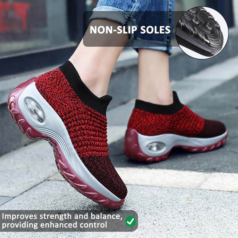 Women Flying Woven Knit Sports Slip-on Casual Shoes