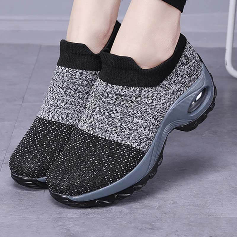 Women Flying Woven Knit Sports Slip-on Casual Shoes