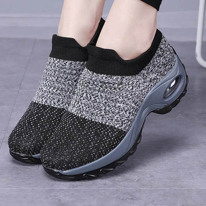 Women Flying Woven Knit Sports Slip-on Casual Shoes