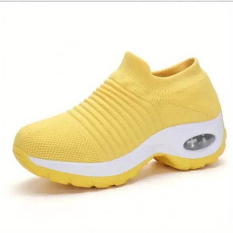Women Flying Woven Knit Sports Slip-on Casual Shoes