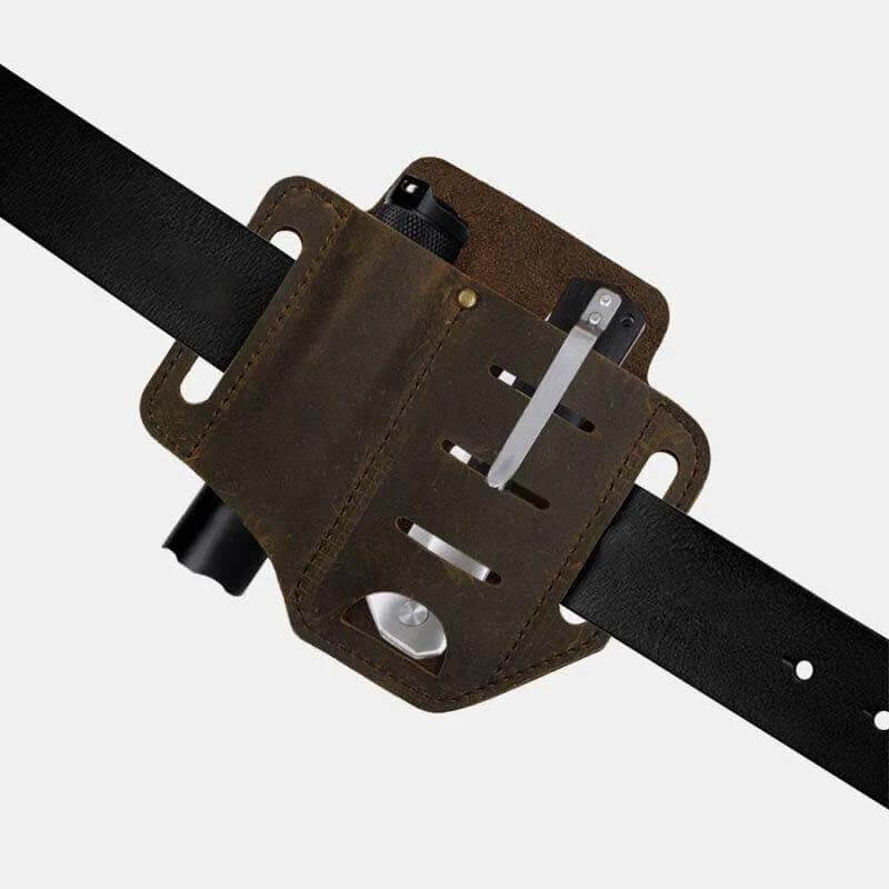 Borsa per cintura di fondina in pelle vera in pelle maschile