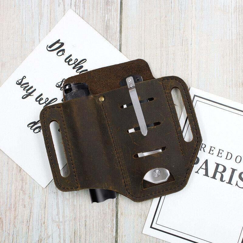 Borsa per cintura di fondina in pelle vera in pelle maschile